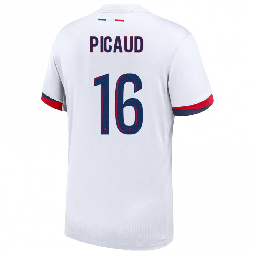 Niño Fútbol Camiseta Constance Picaud #16 Blanco Azul Rojo 2ª Equipación 2024/25 México