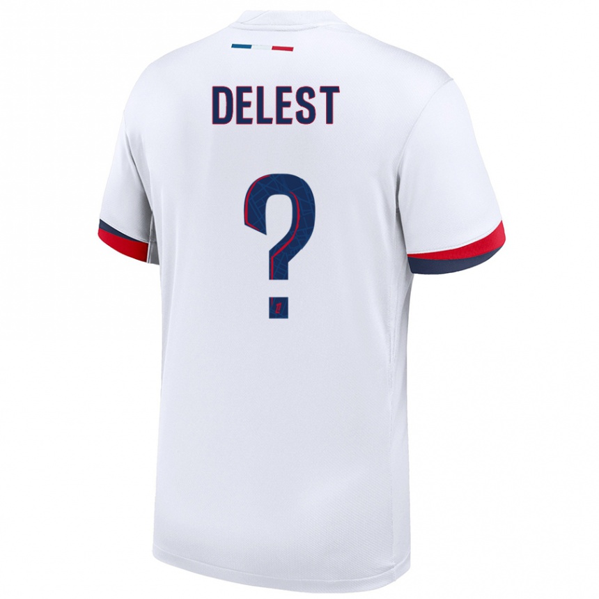 Niño Fútbol Camiseta Shadyl Delest #0 Blanco Azul Rojo 2ª Equipación 2024/25 México