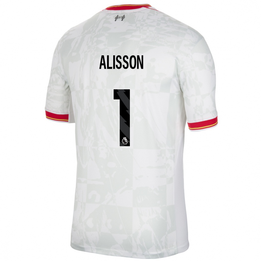 Niño Fútbol Camiseta Alisson #1 Blanco Rojo Negro Equipación Tercera 2024/25 México