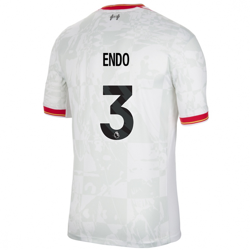 Niño Fútbol Camiseta Wataru Endo #3 Blanco Rojo Negro Equipación Tercera 2024/25 México