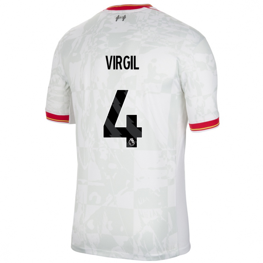 Niño Fútbol Camiseta Virgil Van Dijk #4 Blanco Rojo Negro Equipación Tercera 2024/25 México