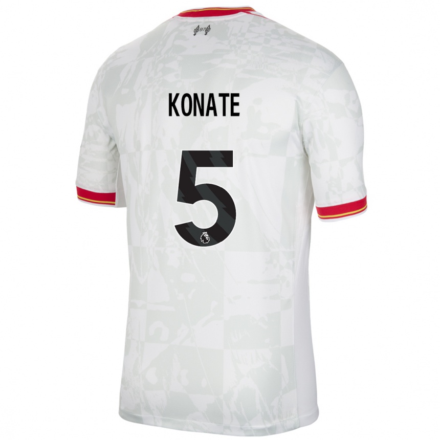 Niño Fútbol Camiseta Ibrahima Konate #5 Blanco Rojo Negro Equipación Tercera 2024/25 México