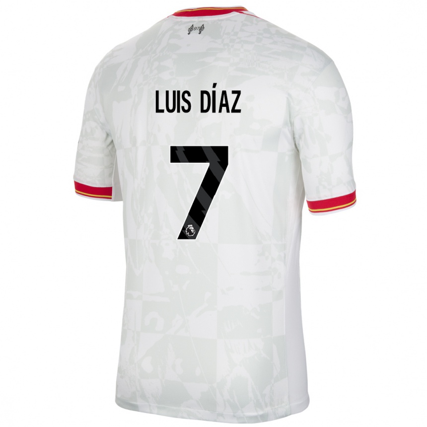 Niño Fútbol Camiseta Luis Diaz #7 Blanco Rojo Negro Equipación Tercera 2024/25 México