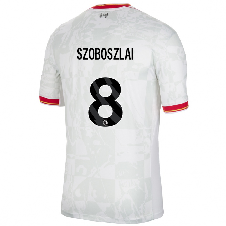 Niño Fútbol Camiseta Dominik Szoboszlai #8 Blanco Rojo Negro Equipación Tercera 2024/25 México