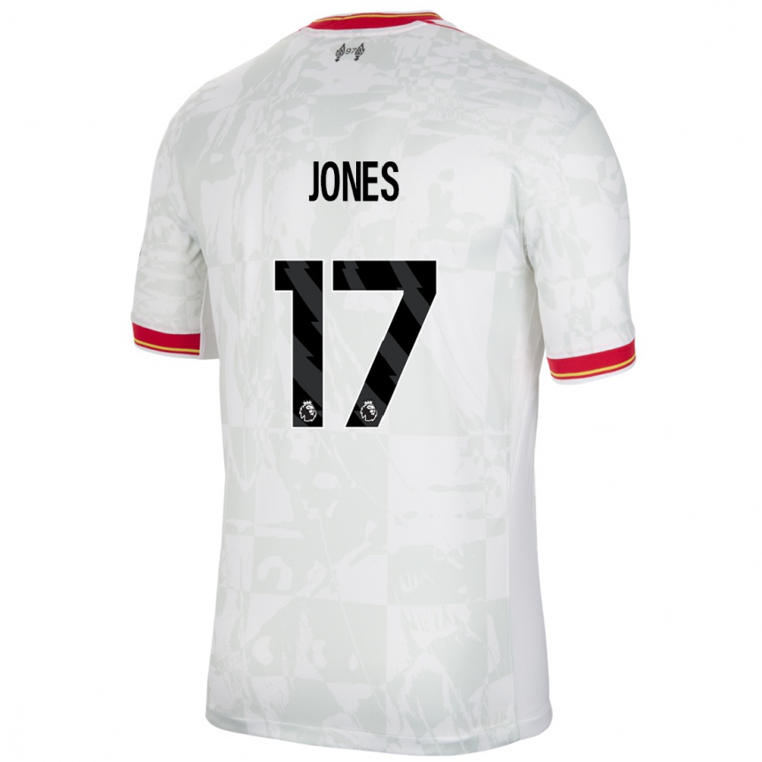 Niño Fútbol Camiseta Curtis Jones #17 Blanco Rojo Negro Equipación Tercera 2024/25 México