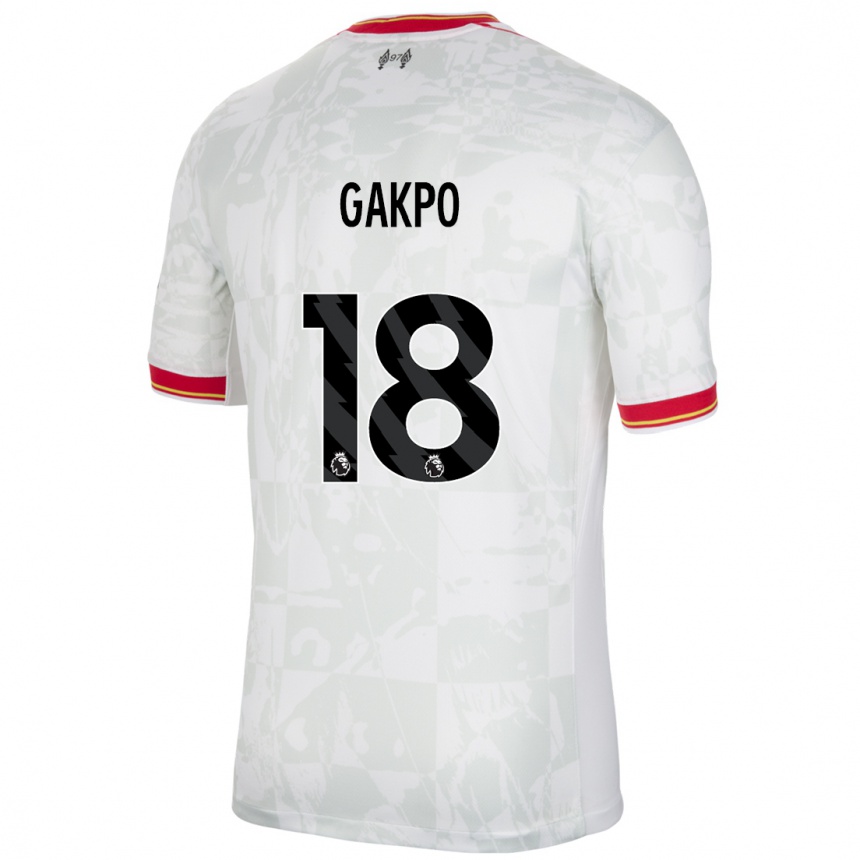 Niño Fútbol Camiseta Cody Gakpo #18 Blanco Rojo Negro Equipación Tercera 2024/25 México