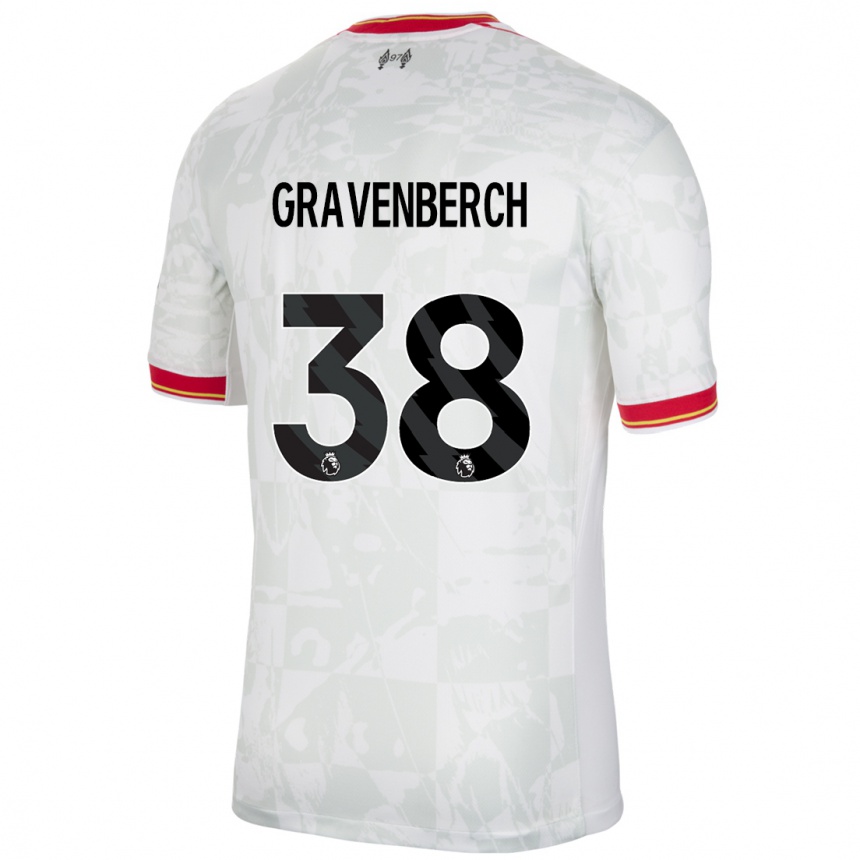 Niño Fútbol Camiseta Ryan Gravenberch #38 Blanco Rojo Negro Equipación Tercera 2024/25 México