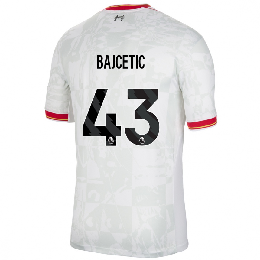 Niño Fútbol Camiseta Stefan Bajcetic #43 Blanco Rojo Negro Equipación Tercera 2024/25 México