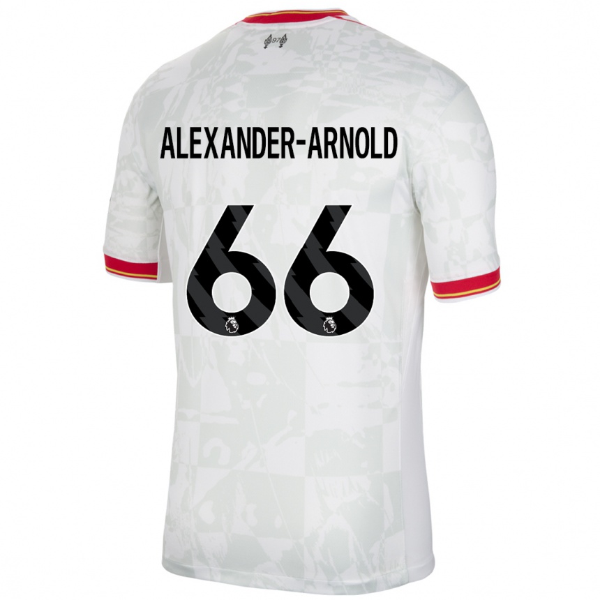 Niño Fútbol Camiseta Trent Alexander-Arnold #66 Blanco Rojo Negro Equipación Tercera 2024/25 México