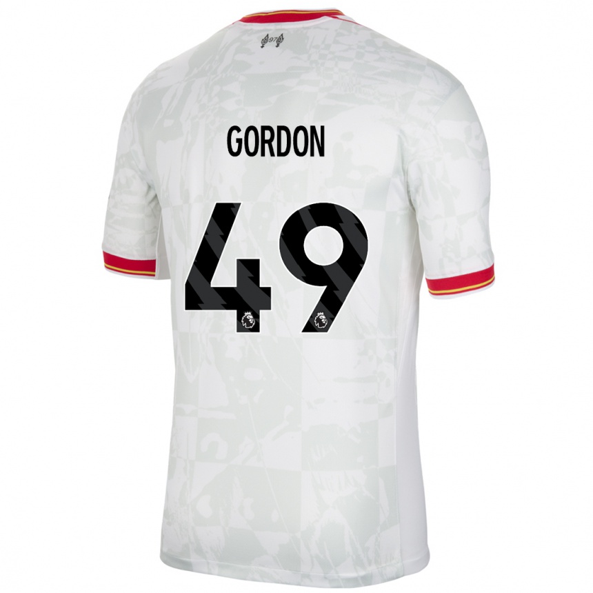 Niño Fútbol Camiseta Kaide Gordon #49 Blanco Rojo Negro Equipación Tercera 2024/25 México