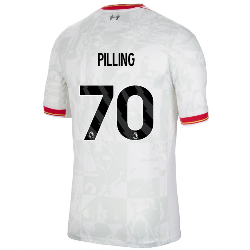 Niño Fútbol Camiseta Tommy Pilling #70 Blanco Rojo Negro Equipación Tercera 2024/25 México