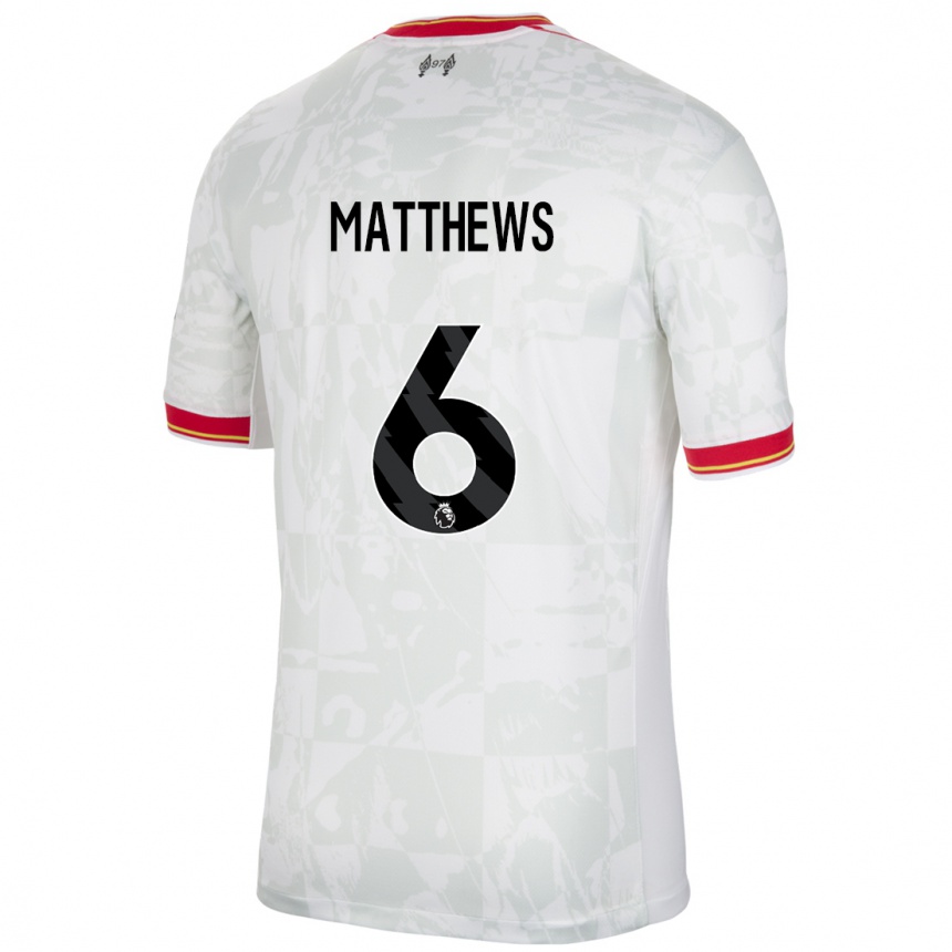 Niño Fútbol Camiseta Jasmine Matthews #6 Blanco Rojo Negro Equipación Tercera 2024/25 México