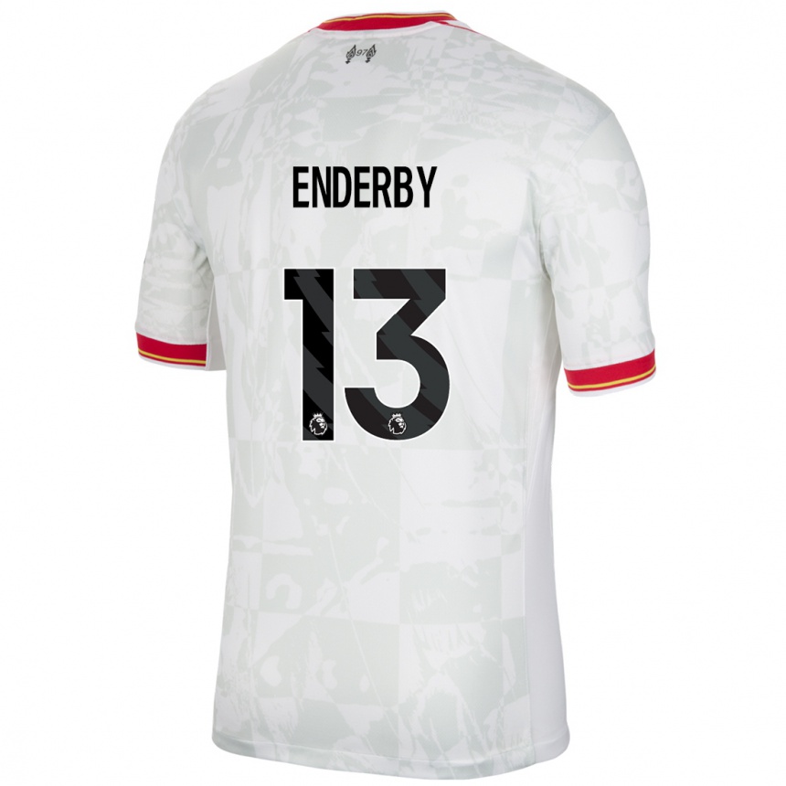 Niño Fútbol Camiseta Mia Enderby #13 Blanco Rojo Negro Equipación Tercera 2024/25 México