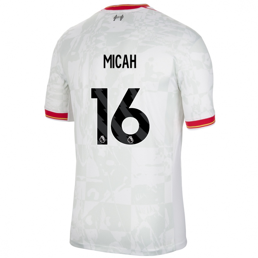 Niño Fútbol Camiseta Teagan Micah #16 Blanco Rojo Negro Equipación Tercera 2024/25 México