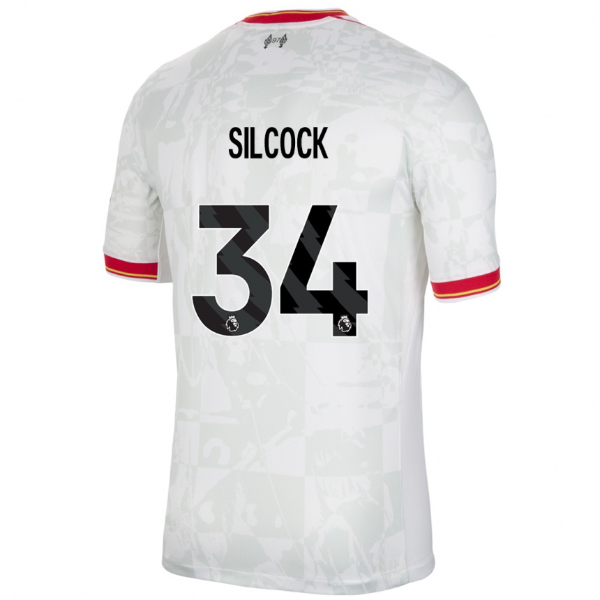 Niño Fútbol Camiseta Hannah Silcock #34 Blanco Rojo Negro Equipación Tercera 2024/25 México