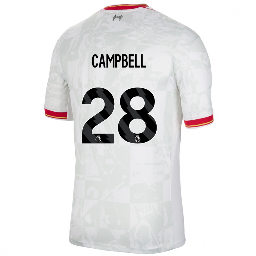 Niño Fútbol Camiseta Megan Campbell #28 Blanco Rojo Negro Equipación Tercera 2024/25 México