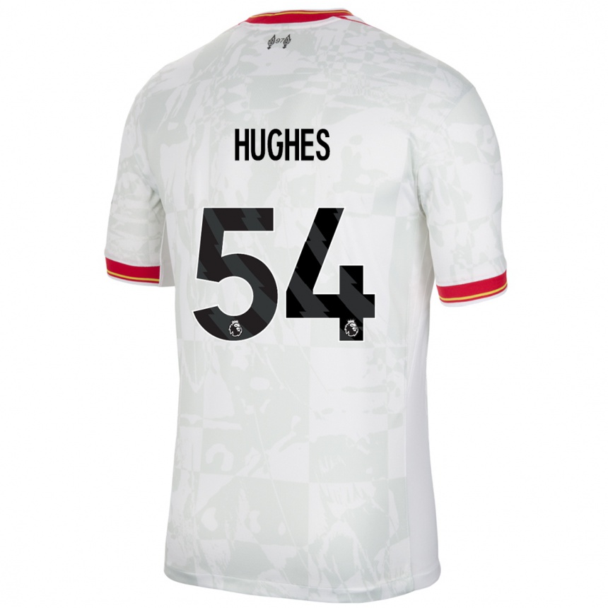 Niño Fútbol Camiseta Liam Hughes #54 Blanco Rojo Negro Equipación Tercera 2024/25 México