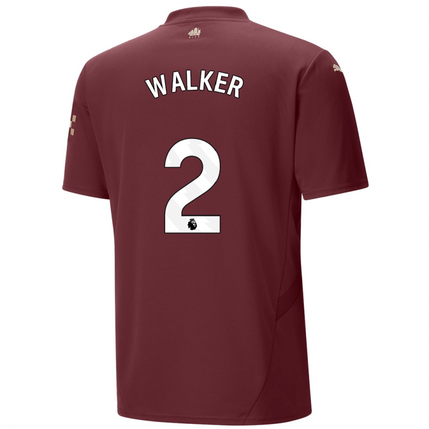 Niño Fútbol Camiseta Kyle Walker #2 Granate Equipación Tercera 2024/25 México