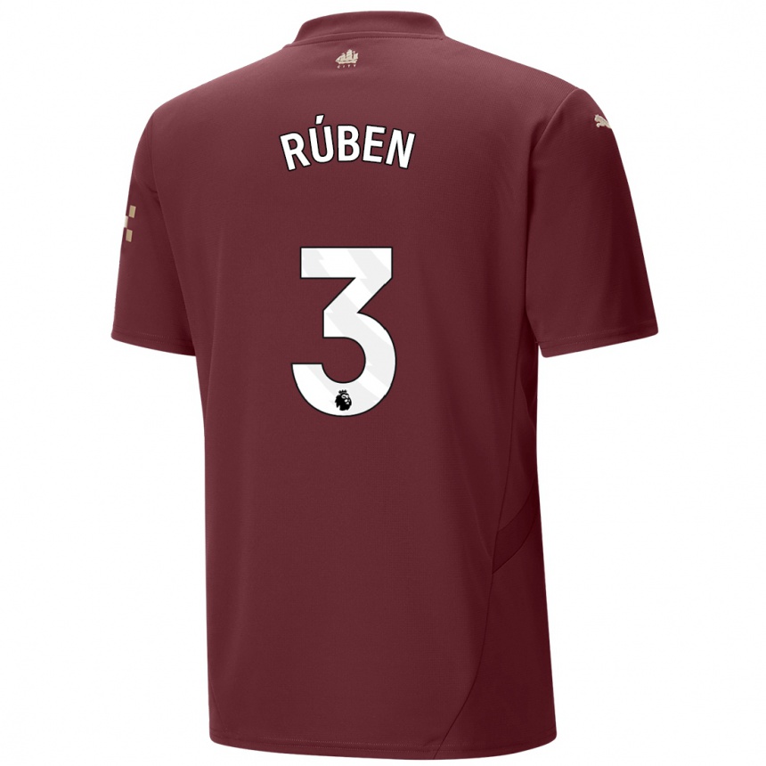 Niño Fútbol Camiseta Ruben Dias #3 Granate Equipación Tercera 2024/25 México