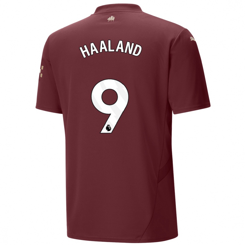 Niño Fútbol Camiseta Erling Haaland #9 Granate Equipación Tercera 2024/25 México