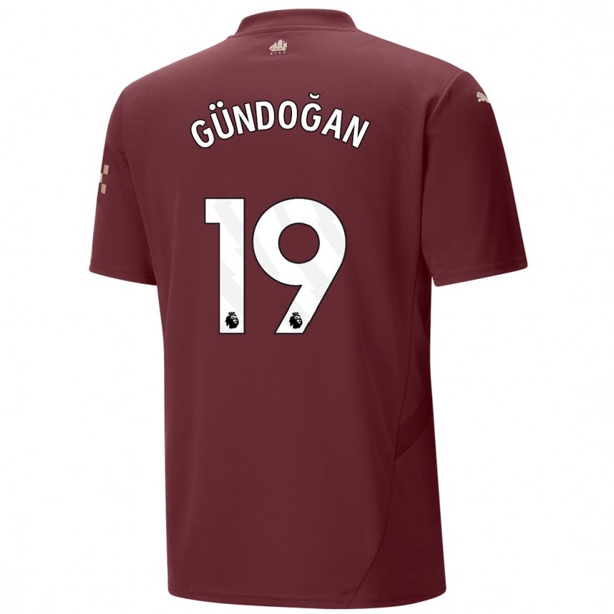 Niño Fútbol Camiseta Ilkay Gundogan #19 Granate Equipación Tercera 2024/25 México