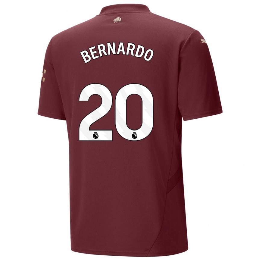 Niño Fútbol Camiseta Bernardo Silva #20 Granate Equipación Tercera 2024/25 México