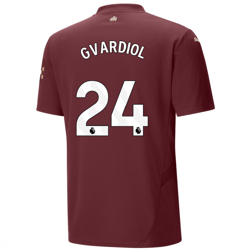 Niño Fútbol Camiseta Josko Gvardiol #24 Granate Equipación Tercera 2024/25 México