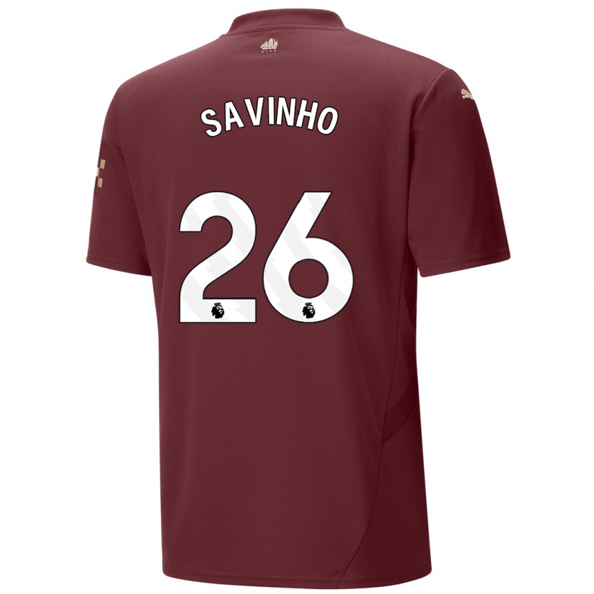 Niño Fútbol Camiseta Savinho #26 Granate Equipación Tercera 2024/25 México