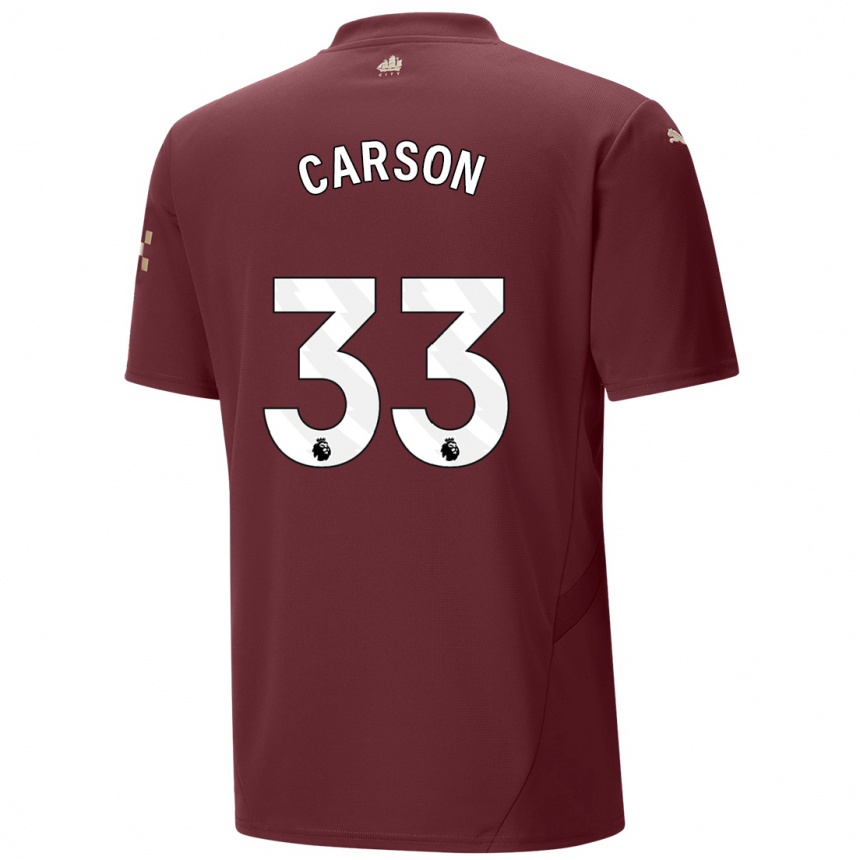 Niño Fútbol Camiseta Scott Carson #33 Granate Equipación Tercera 2024/25 México