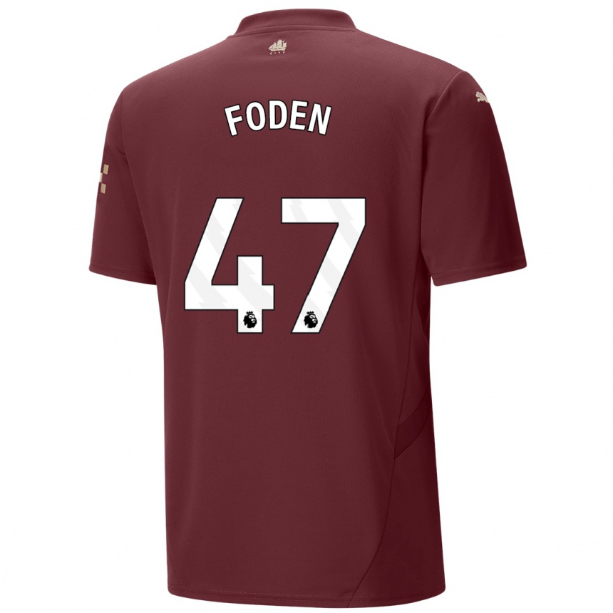 Niño Fútbol Camiseta Phil Foden #47 Granate Equipación Tercera 2024/25 México