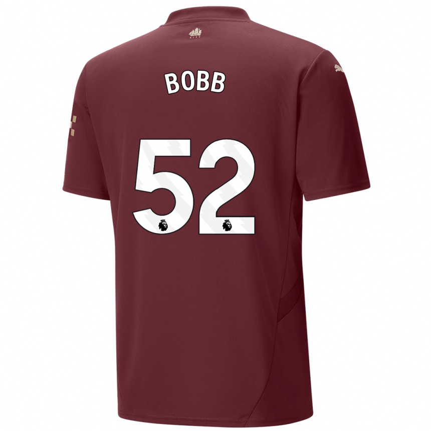 Niño Fútbol Camiseta Oscar Bobb #52 Granate Equipación Tercera 2024/25 México