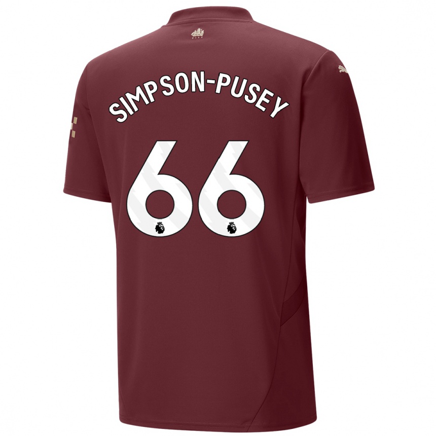 Niño Fútbol Camiseta Jahmai Simpson-Pusey #66 Granate Equipación Tercera 2024/25 México