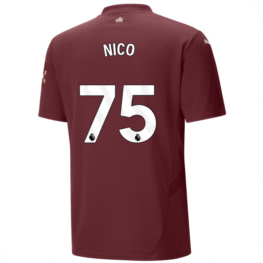 Niño Fútbol Camiseta Nico O'reilly #75 Granate Equipación Tercera 2024/25 México