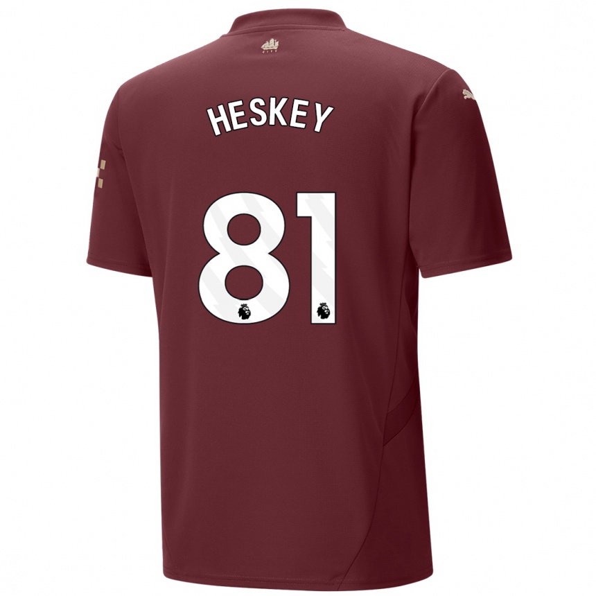 Niño Fútbol Camiseta Jaden Heskey #81 Granate Equipación Tercera 2024/25 México