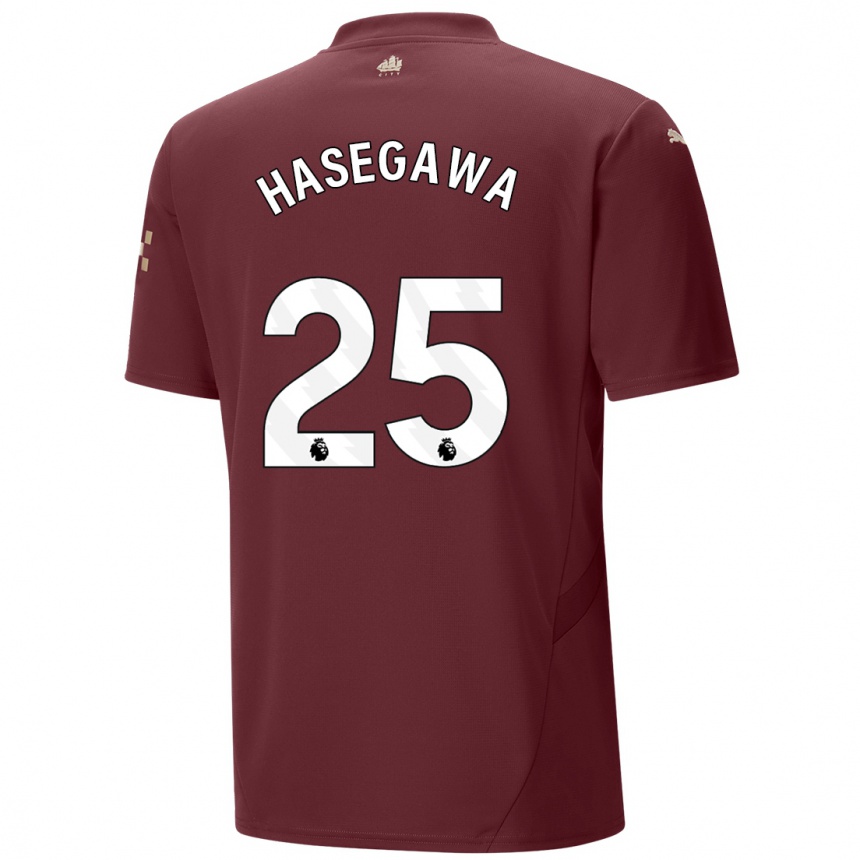 Niño Fútbol Camiseta Yui Hasegawa #25 Granate Equipación Tercera 2024/25 México