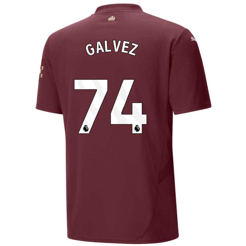 Niño Fútbol Camiseta Tomas Galvez #74 Granate Equipación Tercera 2024/25 México