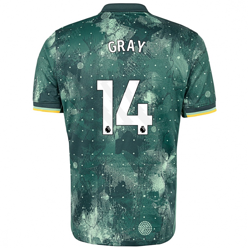 Niño Fútbol Camiseta Archie Gray #14 Verde Menta Equipación Tercera 2024/25 México