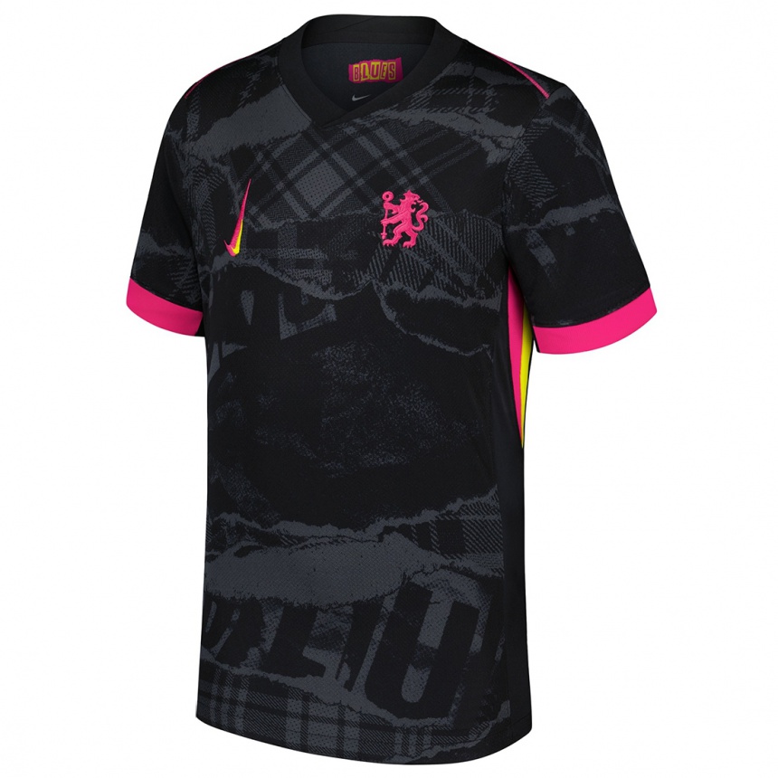 Niño Fútbol Camiseta Su Nombre #0 Negro Rosa Equipación Tercera 2024/25 México