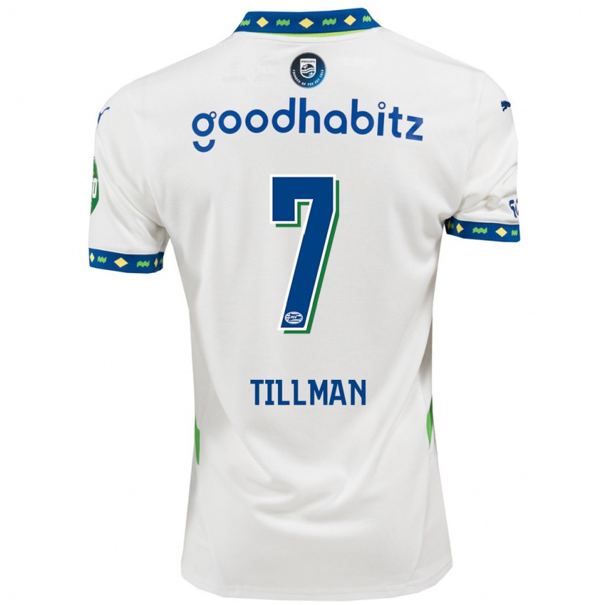 Niño Fútbol Camiseta Malik Tillman #7 Blanco Azul Oscuro Equipación Tercera 2024/25 México