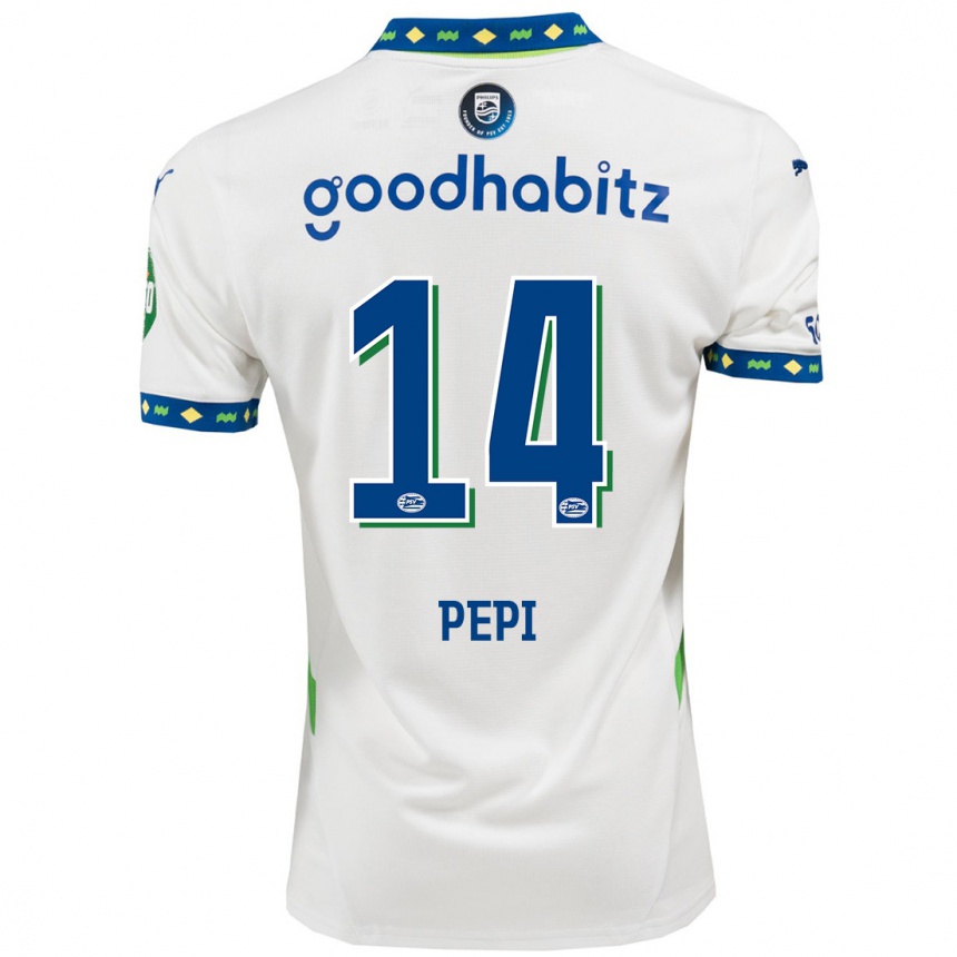 Niño Fútbol Camiseta Ricardo Pepi #14 Blanco Azul Oscuro Equipación Tercera 2024/25 México