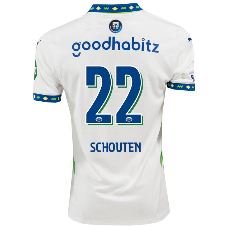 Niño Fútbol Camiseta Jerdy Schouten #22 Blanco Azul Oscuro Equipación Tercera 2024/25 México