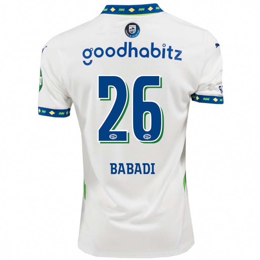 Niño Fútbol Camiseta Isaac Babadi #26 Blanco Azul Oscuro Equipación Tercera 2024/25 México