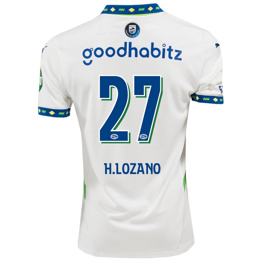 Niño Fútbol Camiseta Hirving Lozano #27 Blanco Azul Oscuro Equipación Tercera 2024/25 México