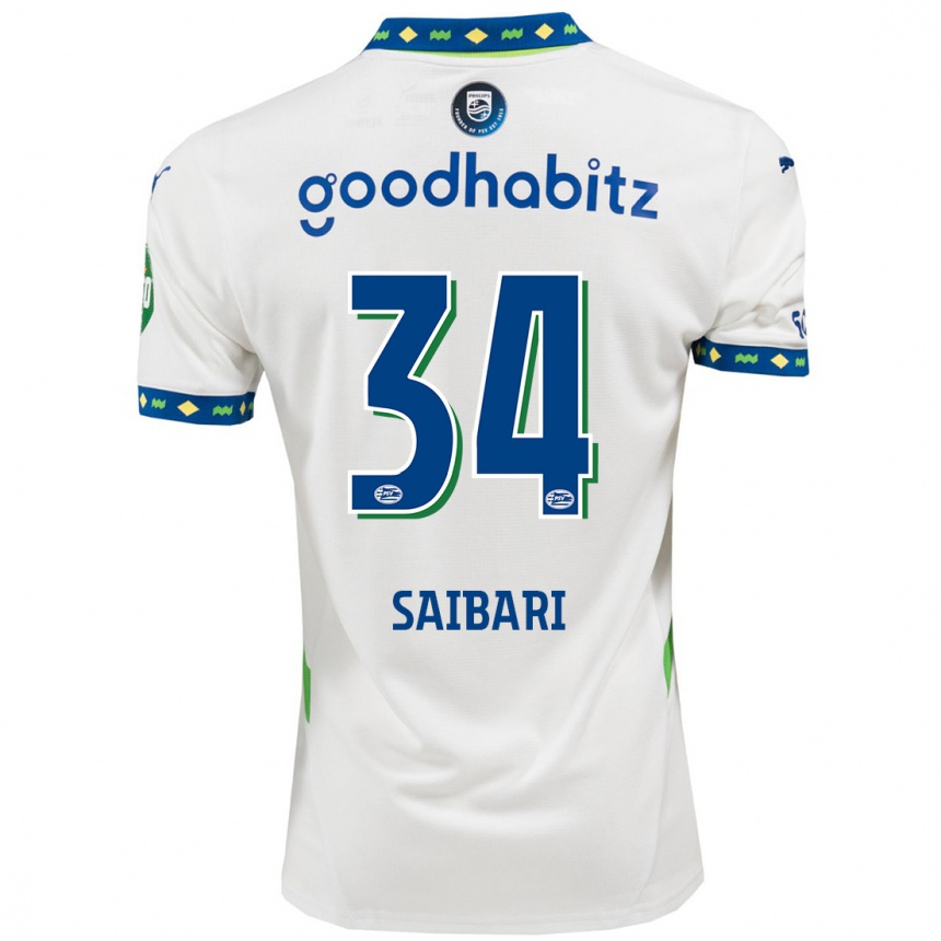 Niño Fútbol Camiseta Ismael Saibari #34 Blanco Azul Oscuro Equipación Tercera 2024/25 México