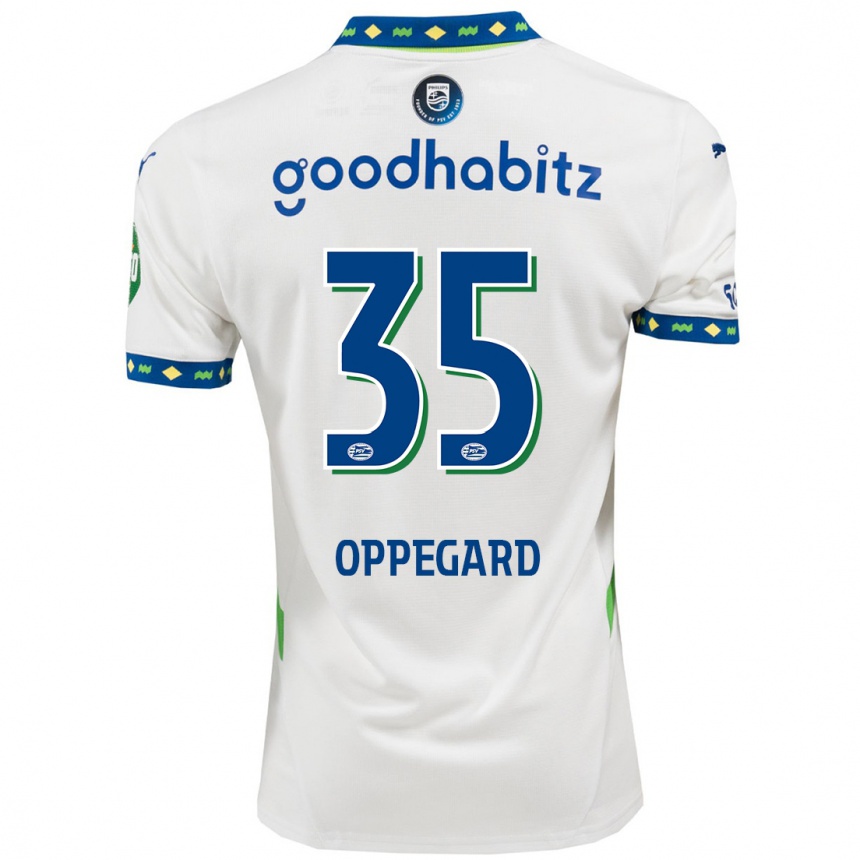 Niño Fútbol Camiseta Fredrik Oppegård #35 Blanco Azul Oscuro Equipación Tercera 2024/25 México