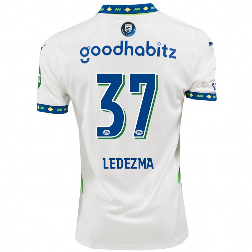 Niño Fútbol Camiseta Richard Ledezma #37 Blanco Azul Oscuro Equipación Tercera 2024/25 México