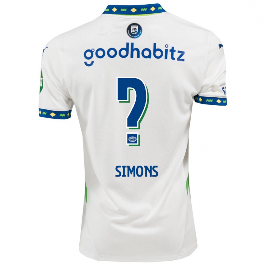 Niño Fútbol Camiseta Jevon Simons #0 Blanco Azul Oscuro Equipación Tercera 2024/25 México