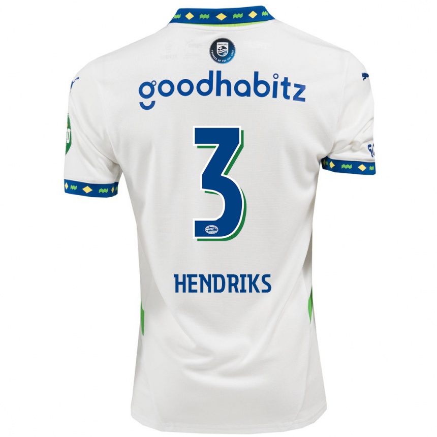 Niño Fútbol Camiseta Gwyneth Hendriks #3 Blanco Azul Oscuro Equipación Tercera 2024/25 México