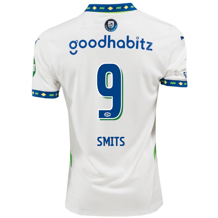 Niño Fútbol Camiseta Joëlle Smits #9 Blanco Azul Oscuro Equipación Tercera 2024/25 México