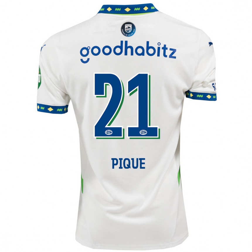 Niño Fútbol Camiseta Naomi Piqué #21 Blanco Azul Oscuro Equipación Tercera 2024/25 México